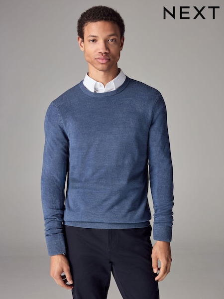 Mid Blue Crew Neck Regular Soft Touch Knit Jumper (A82365) | €25