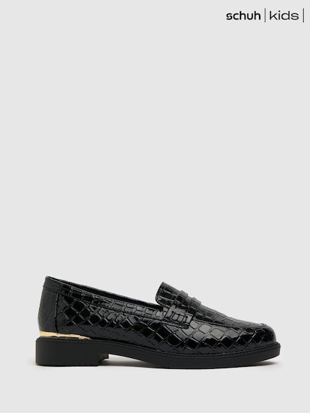 Schuh Natural Lenzo Croc Effect Patent Loafers (A82869) | AED69