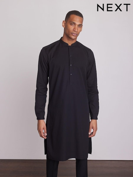 Black Regular Fit 100% Cotton Round Neck Kurta (A84101) | €23