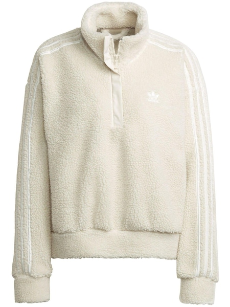 adidas Originals White Adicolor Classic Borg Half Zip Fleece Sweatshirt (A84492) | €38
