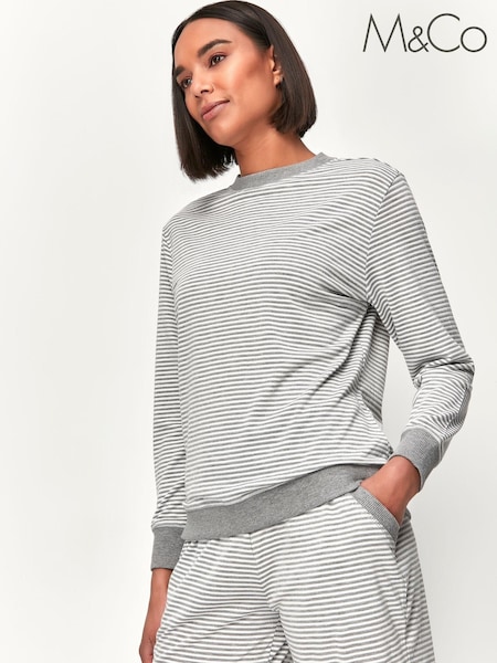 Anya Madsen Grey Stripe Loungewear Top (A84521) | €7