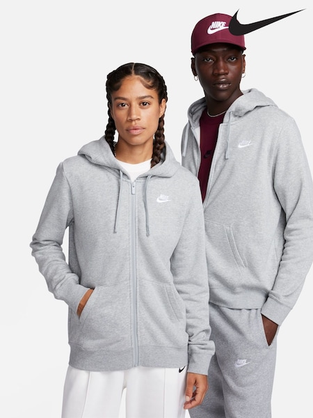 Темно-серый меланжевый - Nike Club Full Zip Hoodie (A84952) | €38