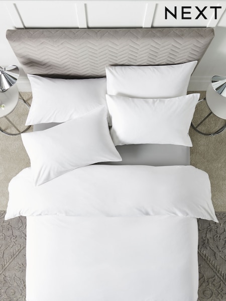 White Easy Care Polycotton 2 Pack Duvet Cover and Pillowcase Set (A85125) | €25 - €69