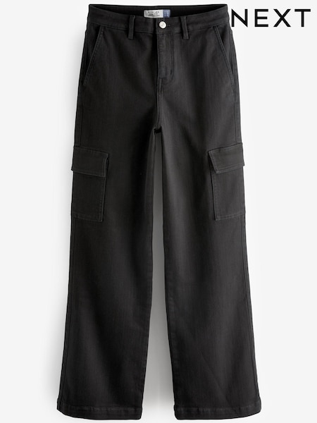 Black Wide Leg Cargo Jeans (A85468) | 110 QAR
