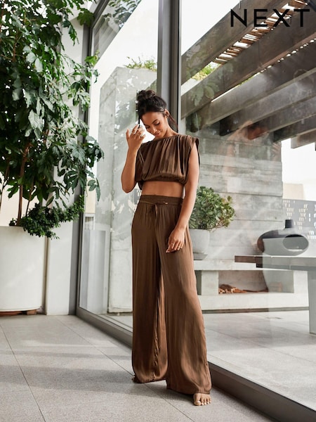 Rochelle Brown Satin Top (A85651) | €12