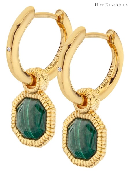 Hot Diamonds X Jac Jossa Gold Tone Revive Malachite Earrings (A85718) | AED815