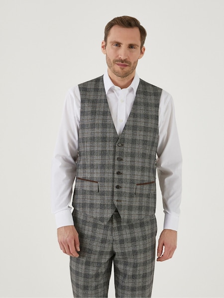 Skopes Grey Tatton Check Tailored Fit Suit Waistcoat (A85880) | €31