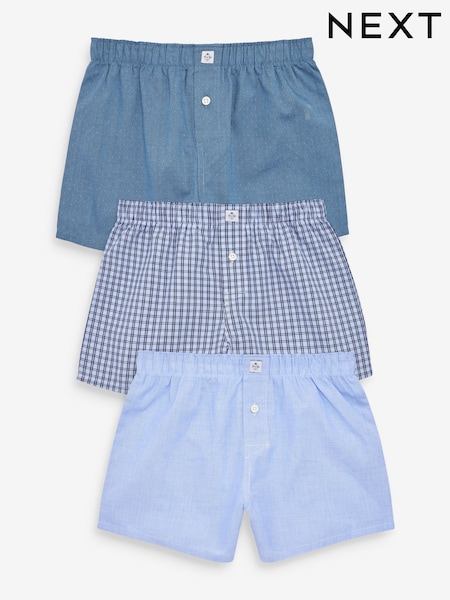 Blau - 100% Cotton Woven Trunks 3 Pack (2-16yrs) (A86197) | 17 € - 24 €
