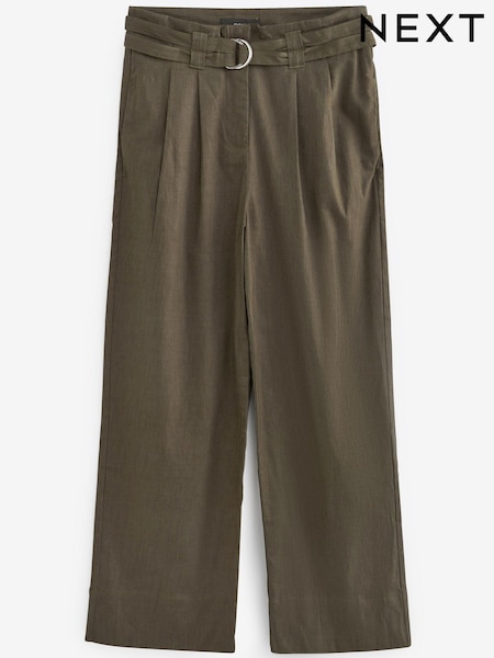 Зеленый хаки - D Ring Belted Crop Trousers (A86218) | €16