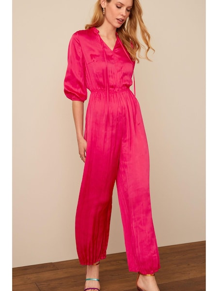 Ярко-розовый - Satin Tie Neck Jumpsuit (A86231) | €22