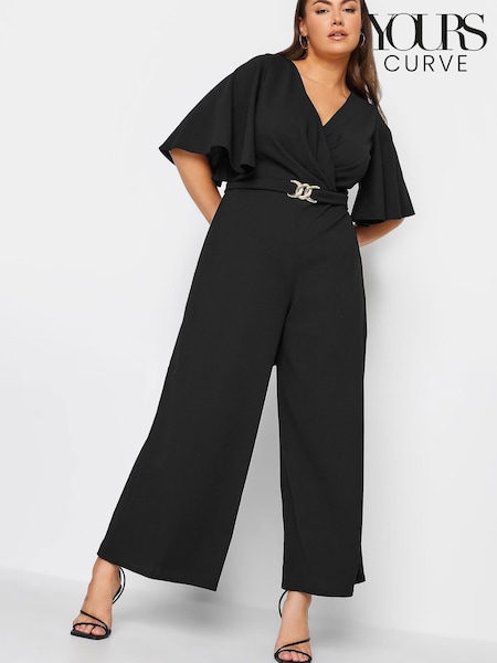 Yours Curve Black London Wrap Buckle Detail Jumpsuit (A86244) | €27