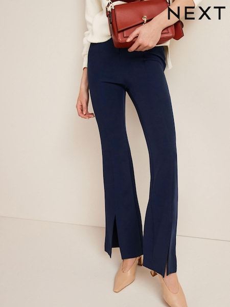 Navy Blue Smart Front Split Flare Trousers (A86467) | €14