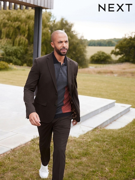 Brown Skinny Fit Motion Flex Stretch Suit: Jacket (A86719) | €34