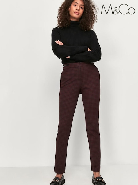 M&Co Petite Red Check Ponte Trousers (A86881) | 17 €