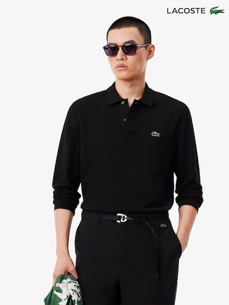 Lacoste Logo Long Sleeve Charcoal Black Polo Shirt (A87029) | €133