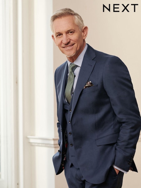 Navy Blue Slim Signature Cerruti 100% Wool Sharkskin Suit Jacket (A87323) | €99 - €148