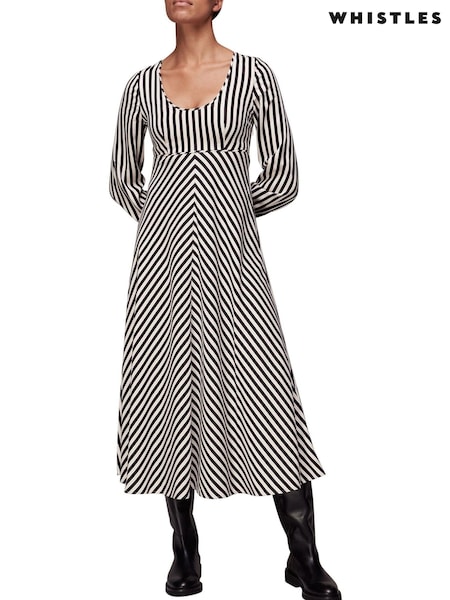 Whistles Misha Black Diagonal Print Dress (A87738) | € 60