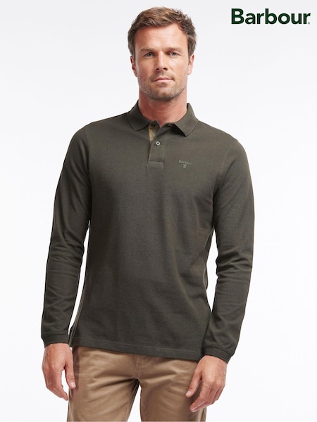 Barbour® Green 100% Cotton Essential Long Sleeve Sports Polo Shirt (A87984) | €103