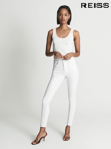 Reiss White Lux Mid Rise Skinny Jeans (A88382) | €135