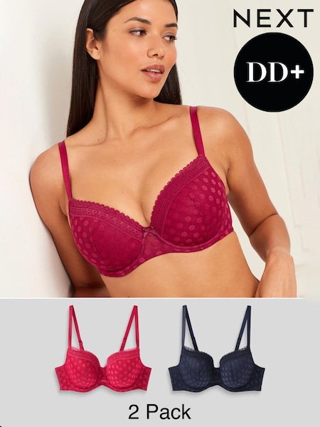 Navy Blue/Red DD+ Pad Balcony Spot Mesh Bras 2 Pack (A89211) | €4