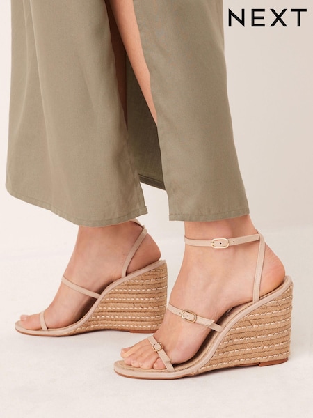 Nude Cream Signature Leather Triple Strap Wedges (A8J179) | €34.50