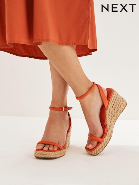 Orange - Forever Comfort® Square Toe Espadrille Wedges (A8N140) | 14 €
