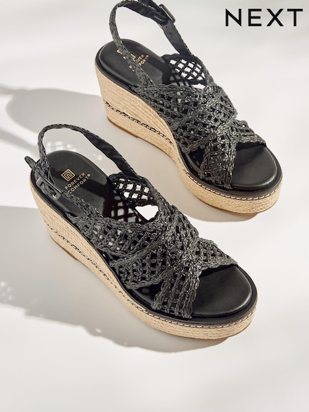 Schwarz - Forever Comfort® Macrame Strap Wedges (A8R605) | 38 €
