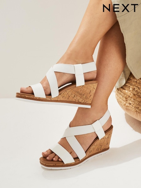 White Forever Comfort® Elastic Cross-Over Wedges (A8Z945) | €7