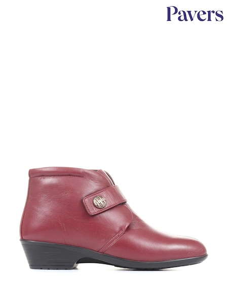 Pavers Red Wide Fit Leather Ladies Ankle Boots (A90501) | €66