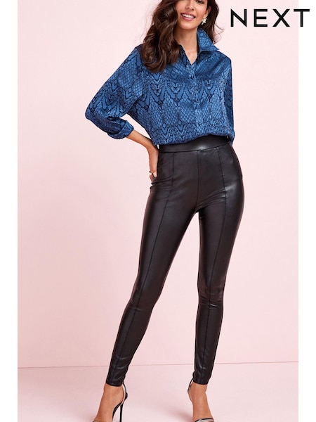 črna - PU Faux Leather Leggings (A90531) | € 12
