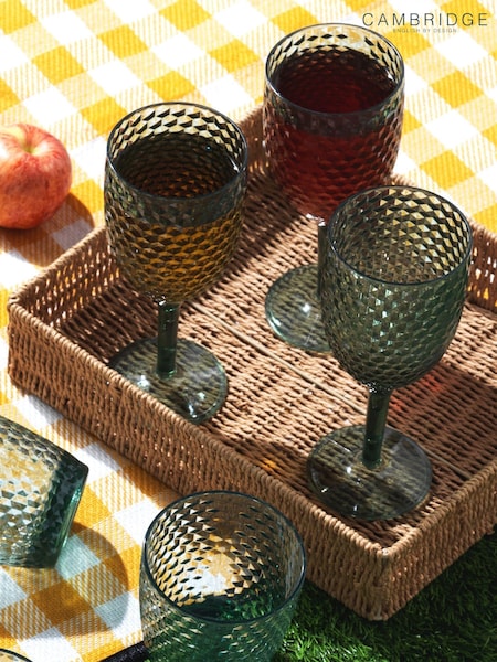 Cambridge Green Shatterproof Fete Diamond Design 4 Piece Wine Set (A90910) | €16