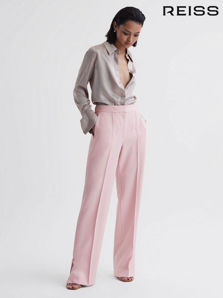 Reiss Pink Marina Wide Leg Split Hem Trousers (A91073) | AED1,080