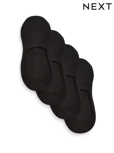 Black Cushion Sole Invisible Trainer Socks 4 Pack (A91509) | €14.50