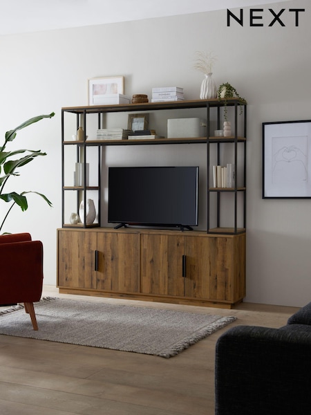 Dark Bronx Oak Effect Shelving Sideboard TV Unit (A91704) | €875