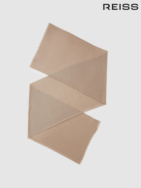 Biscuit - Reiss Heidi Wool-Cashmere Lightweight Scarf (A91930) | €149