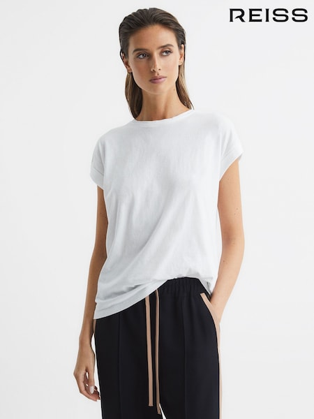 Reiss White Tereza Cotton-Jersey Crew Neck T-Shirt (A91950) | €50