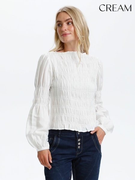 White - Cream Henva Smock Blouse