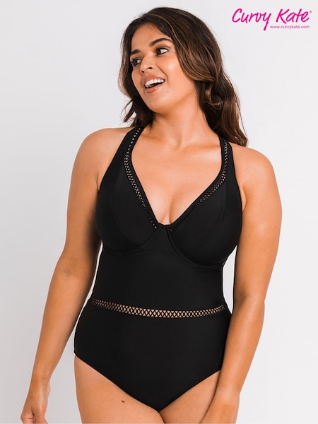 Schwarz - Curvy Kate First Class Badeanzug mit tiefem Ausschnitt (A93212) | 23 €