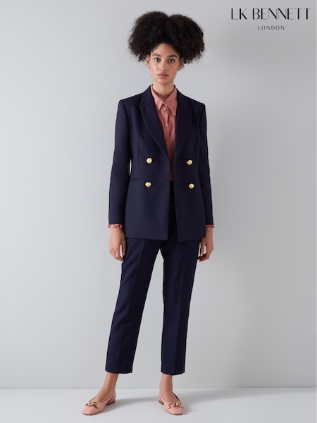 LK Bennett Blue Mariner Linen Blend Sailor Jacket (A93753) | €445