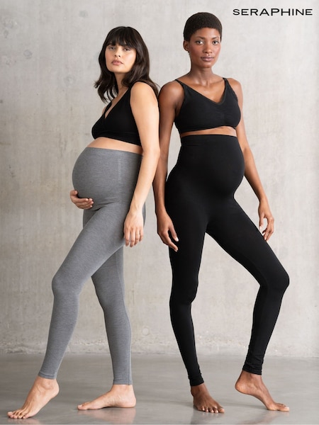 Seraphine Black and Grey Bamboo Maternity Leggings – Twin Pack (A93784) | R$ 585