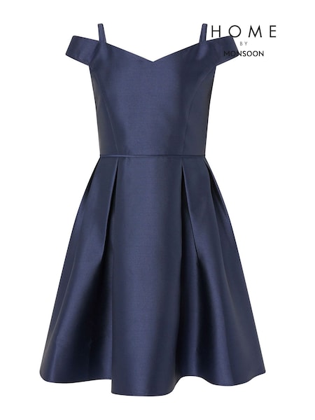 Monsoon Blue Duchess Twill Bardot Prom Dress (A93817) | € 22 - € 24
