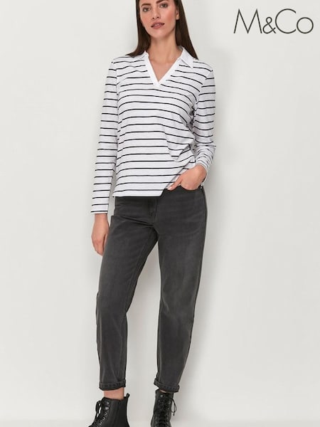 M&Co Breton Black Stripe Long Sleeve Top (A94528) | 8 €