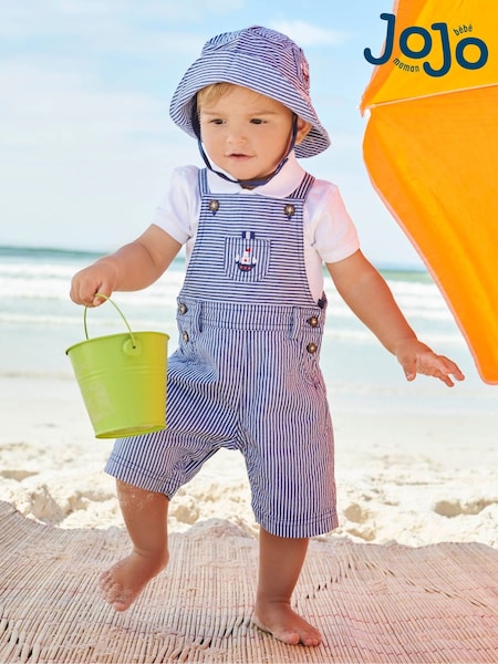 JoJo Maman Bébé Navy Nautical Stripe Sun Hat (A95226) | $42