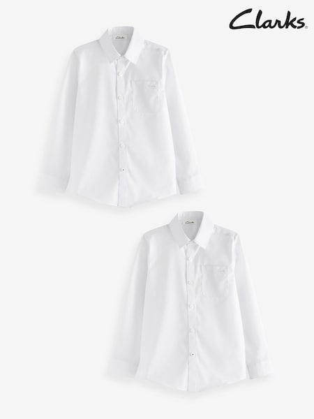 Alb - Clarks Clarks Boys School Shirts 2 Pack (A96596) | 119 LEI - 171 LEI