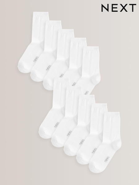 White 10 Pack Cotton Rich Socks (A96687) | €14 - €16.50