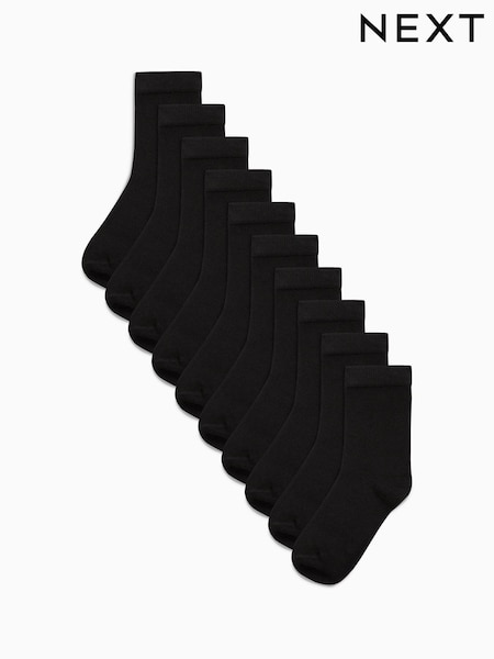 Black 10 Pack Cotton Rich Socks (A96689) | 6,580 Ft - 7,780 Ft