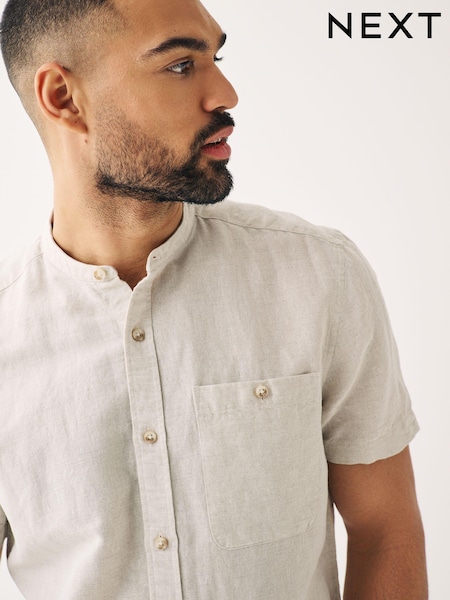 Stone - Linen Blend Short Sleeve Shirt (A97181) | 12 €
