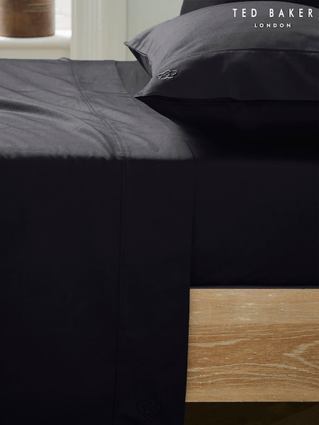 Ted Baker Black Silky Smooth Plain Dye 250 Thread Count 100% Cotton Flat Sheet (A97778) | AED269 - AED359