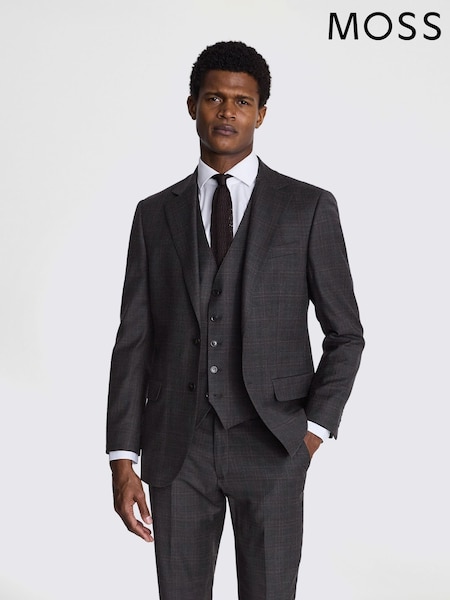 MOSS Grey Tailored Fit Wool Check Suit Jacket (A98886) | €270