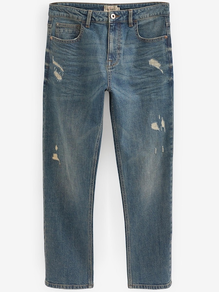 Vintage Blue Straight Fit Ripped Stretch Jeans (A99076) | €6